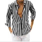 【Acquista 2 spedizione gratuita】Manica lunga button down a righe in cotone e lino da uomo-5